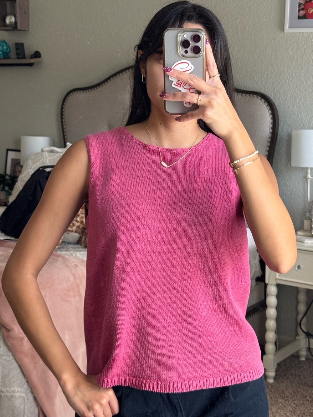 Josephine Chaus Bright Pink Sport Knit Pullover Sweater